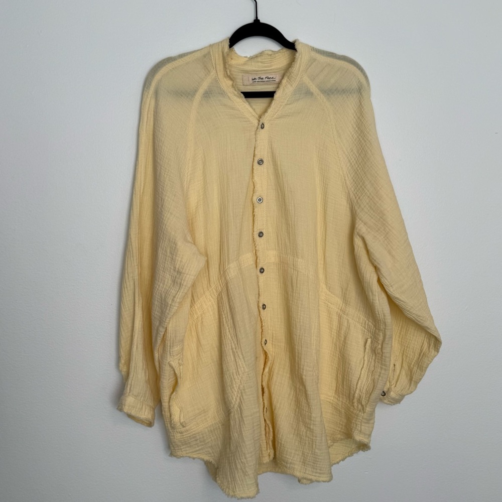 SOLD Free People We the Free Summer Daydream Buttondown Shirt Yellow Large - Picture 2 of 11